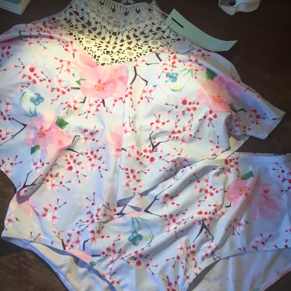 New cherry blossom floral print tanking/bikini set